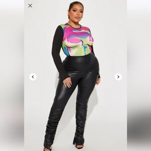 Fashion Nova Stacked Up Faux Leather Cargo Legging - Black Size 1X (NWOT)